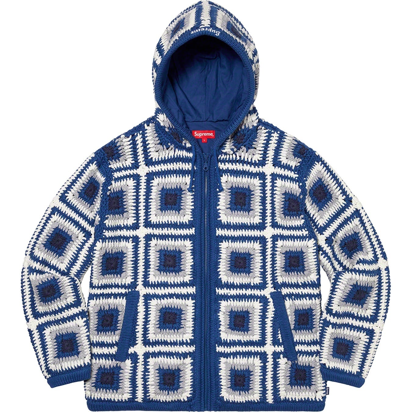 Crochet Hooded Zip Up Sweater view 7